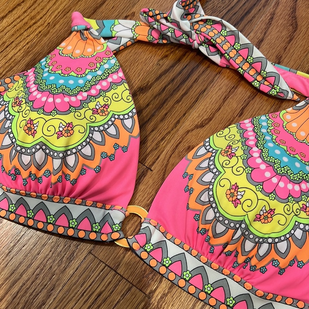 Victoria secret turquoise and pink paisley bikini set with TWO bottoms! - Picture 6 of 7